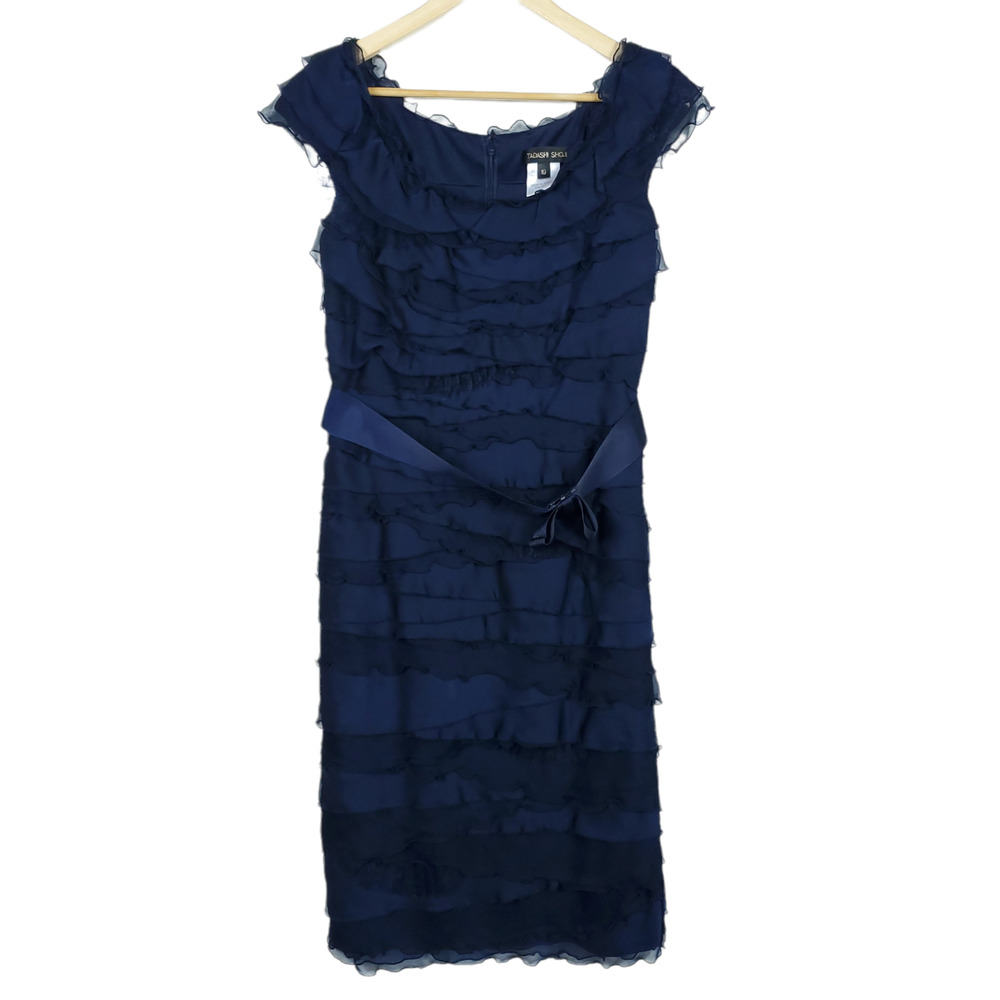 Tadashi Shoji Navy Layered Ruffle Mini Dress